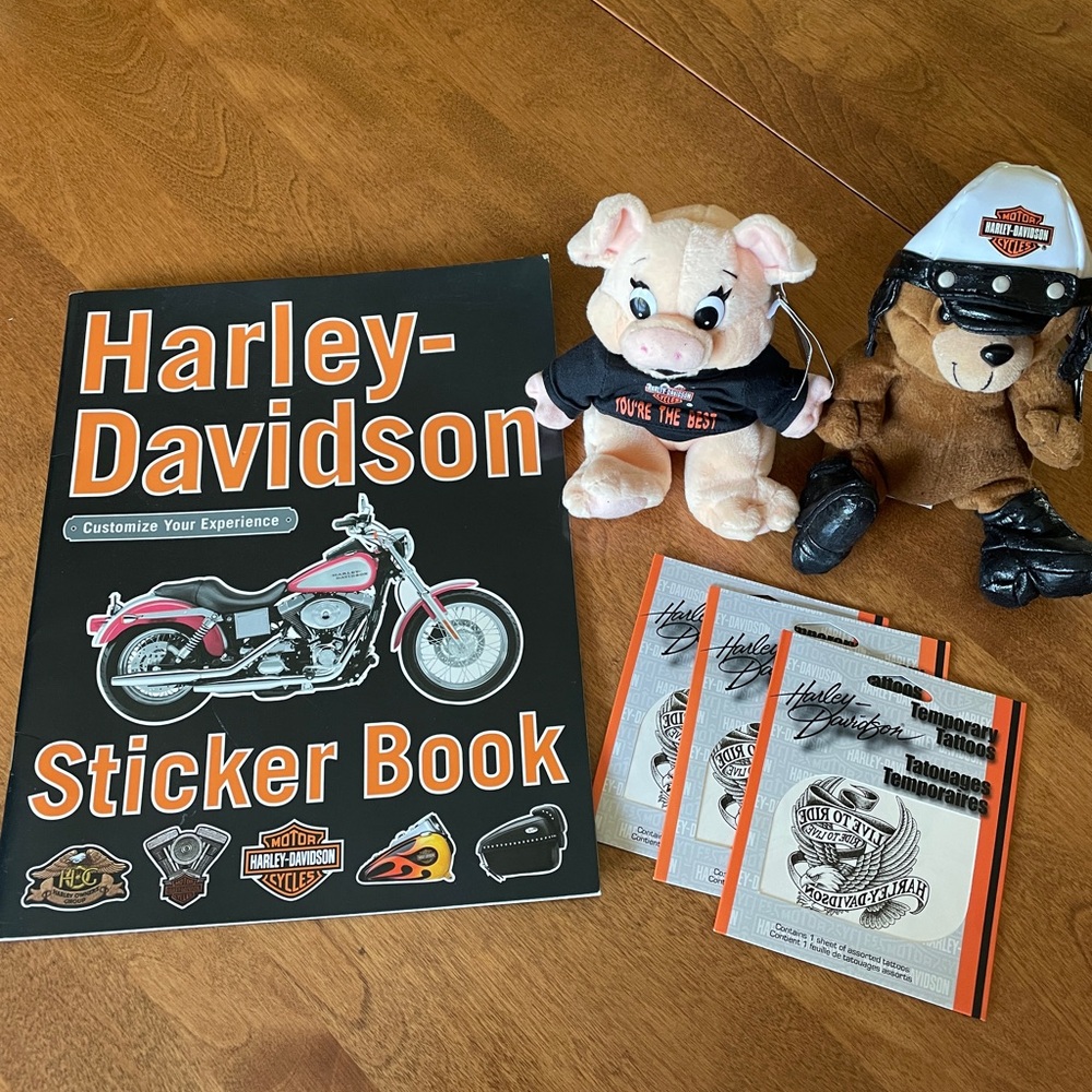 Harley-Davidson Sticker Book & Temporary Tattoo Set, Bean Bag Plush Toys